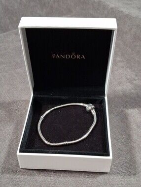 Pandora Clasp Snake Chain 925 Sterling Silver Bracelet + Original Box VG+ 8" ALE